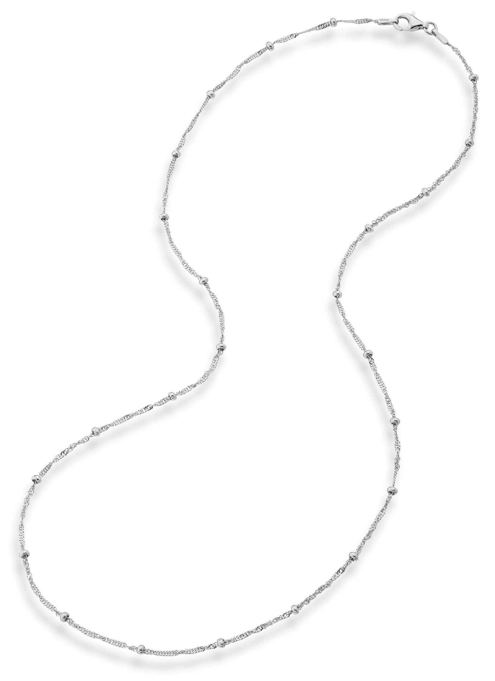 Miabella Italian 925 Sterling Silver Singapore Bead Chain Station Necklace for Women, Made in Italy (18 Inch (women's average length))