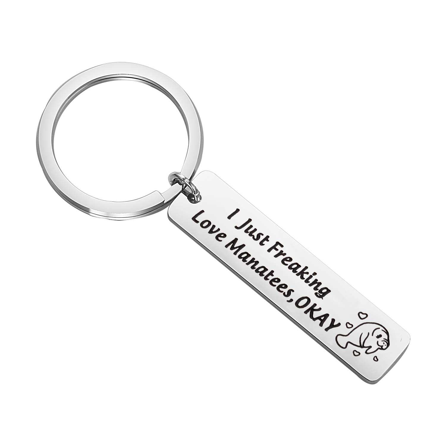 FEELMEM Manatee Keychain Manatee Lovers Gift I Just Freaking Love Manatees Okay Keychain Sea Cow Manatee Jewelry Sea Lion Gift for Women Crazy Manatee Lady Gift (I just freaking)