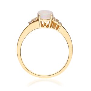 Gin & Grace 10K Yellow Gold Natural Opal Diamond (I1,I2) (Size 7) Propose Promise Ring for Women