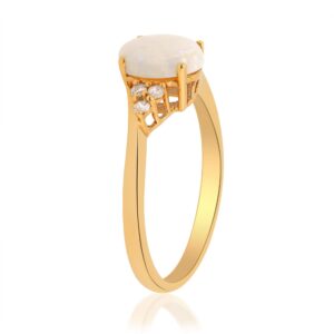 Gin & Grace 10K Yellow Gold Natural Opal Diamond (I1,I2) (Size 7) Propose Promise Ring for Women