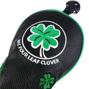 Golf Headcovers Club Covers for Driver Fairway Woods Hybrid Clover Lucky Protector Headcover PU Leather with Interchangeable Number Tag (135 Set, 3)