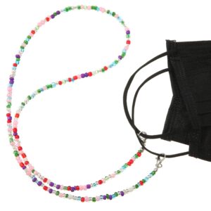 5 Pieces Bead Eyeglass Chains Clip Holder Colorful Beaded Face Covering Lanyards Handmade Necklace with 5 Pairs Silver Clips, 28 Inches Long