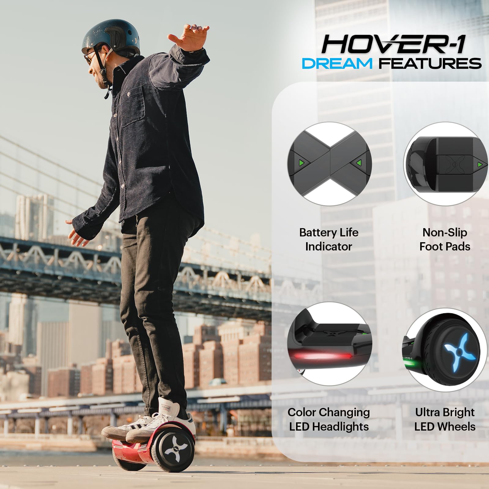 Hover-1 Dream Electric Self Balancing Hoverboard with 7 mph Max Speed, Dual 200W scooterstors, 6 Mile Range, and 6.5” Wheels Self Balancing Scooter