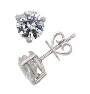 oro leoni 925 sterling silver cubic zirconia stud earrings 7 mm round rhodium plated