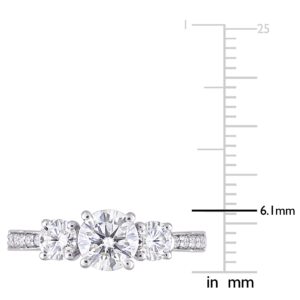 Abbie+Cleo Women's 3 Stone Moissanite Engagement Ring - White Gold Ring for Women - Anillo de Mujer - Moissanite - 10K White Gold(3 Moissanite-Round - size 7)