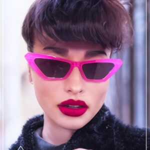 SA106 Womens Neon Pop Color 80s Squared Cat Eye Sunglasses (Pink Black)