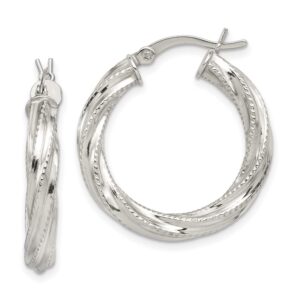 sterling silver patterned twist 25mm hoop earrings 18x5 mm