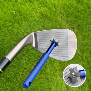 Replaceable Golf Club Groove Sharpener Groove Cleaner with 6 Blade Cutter for All Irons Pitching Sand Lob Gap and Approach Wedges and Utility Clubs, Re-Grooving Cleaning Tool Accessories (Blue)