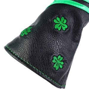 Golf Headcovers Club Covers for Driver Fairway Woods Hybrid Clover Lucky Protector Headcover PU Leather with Interchangeable Number Tag (135 Set, 3)