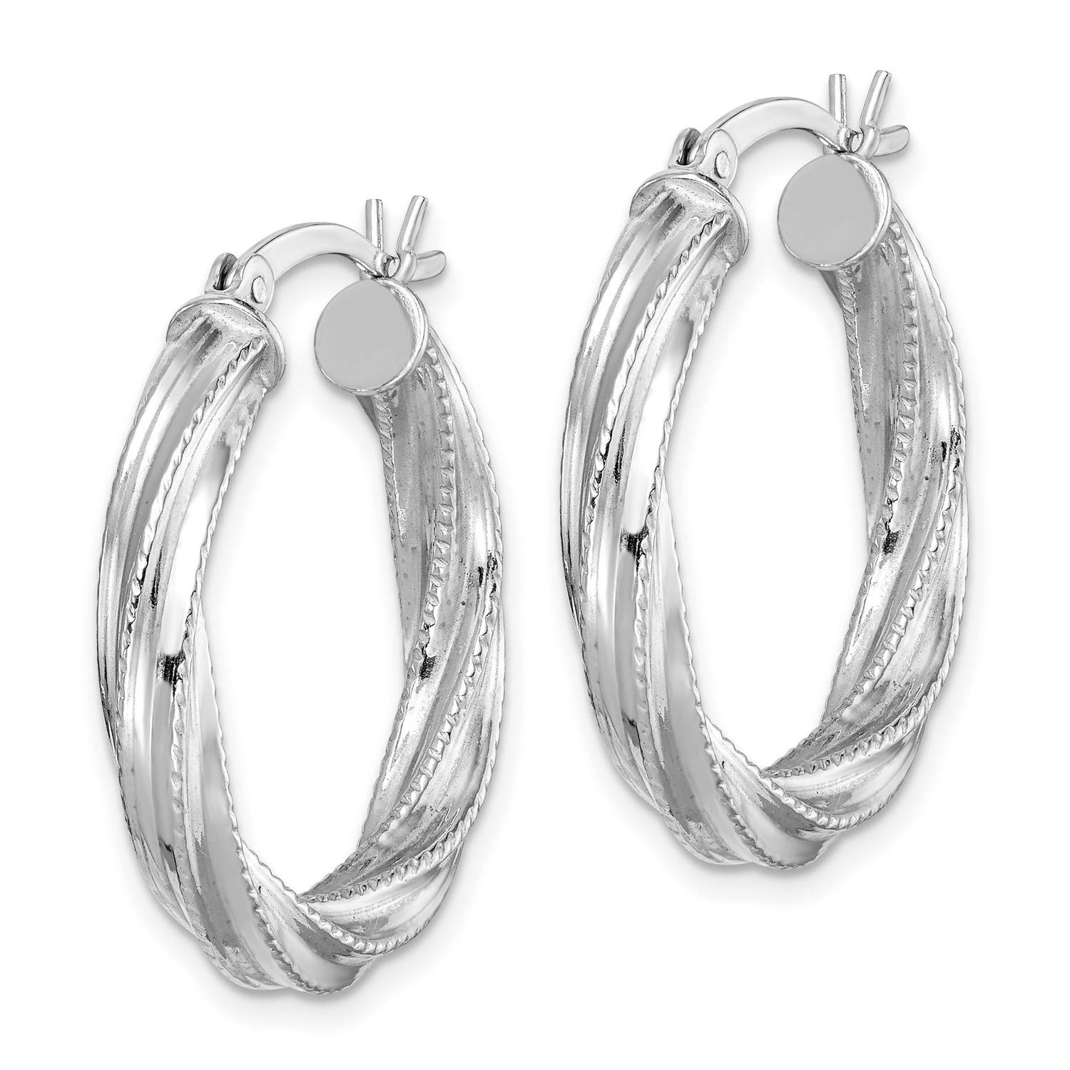 Sterling Silver Patterned Twist 25mm Hoop Earrings 18x5 mm