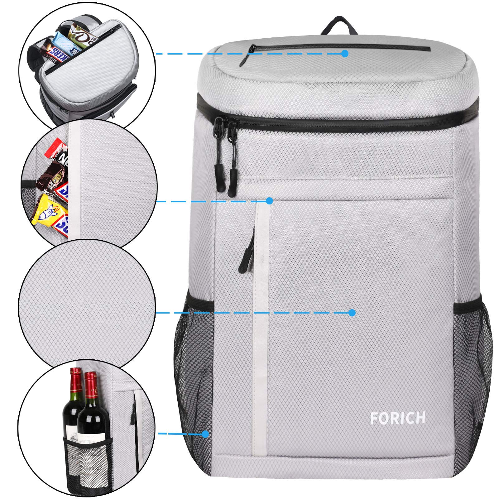 FORICH Soft Cooler Backpack Insulated Waterproof Backpack Cooler Bag Leak Proof Portable Small Cooler Backpacks to Work Lunch Travel Beach Camping Hiking Picnic Fishing Beer for Men Women