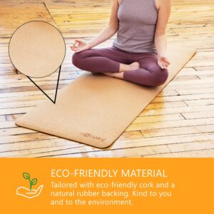 Sol Living Natural Cork Yoga Mat Yoga Mat Stretching Pilates Meditation Exercise Mat Gym Equipment Non Slip Portable Travel Yoga Accessories Foldable Workout Mat - 24" x 72"