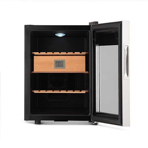 NewAir Electric Cigar Humidor Wineador | 250 Count | Stainless Steel Cooler with Opti-Temp Heating, Cooling Function 54-74F, and Spanish Cedar Shelves NCH250SS01