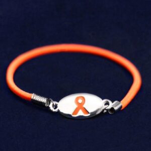 25 Pack Kidney Cancer Awareness Stretch Bracelets – Inexpensive Orange Ribbon Bracelets for Kidney Cancer Awareness Fundraisers, Events and Gift-Giving