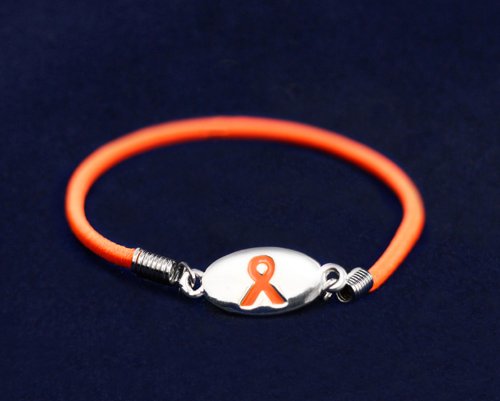 25 Pack Kidney Cancer Awareness Stretch Bracelets – Inexpensive Orange Ribbon Bracelets for Kidney Cancer Awareness Fundraisers, Events and Gift-Giving