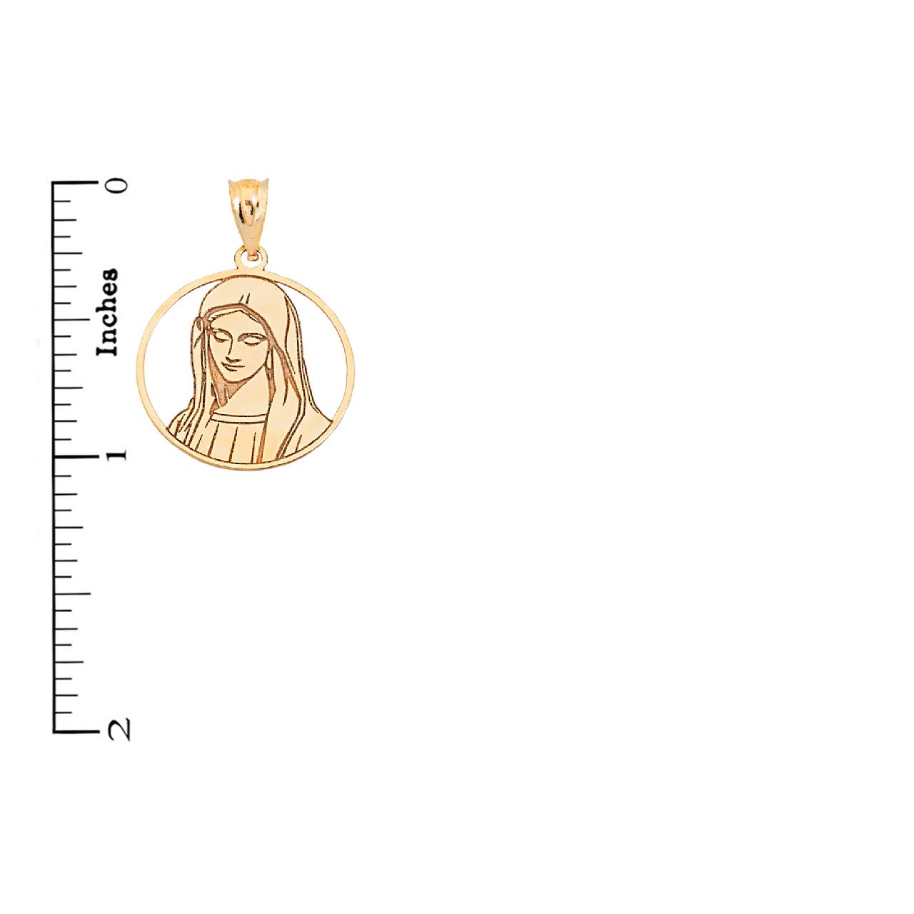 Certified 14k Yellow Gold Customized Name Blessed Virgin Mary Miraculous Pendant