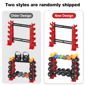 FISUP Weight Rack for Dumbbells, Dumbbell Rack Stand Only 450LBS Capacity Weight Rack for Home Gym Strength Training Dumbbell Racks Red and Black 5 Tier，Suitable for 8-30 LBS