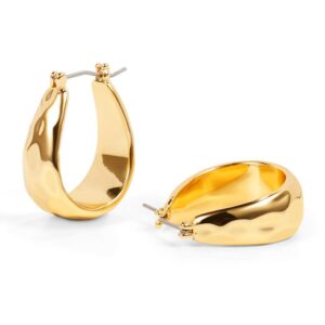 lilie&white hammered gold chunky hoop earrings for women teardrop shape gold thick hoops earrings cute hoop earrings