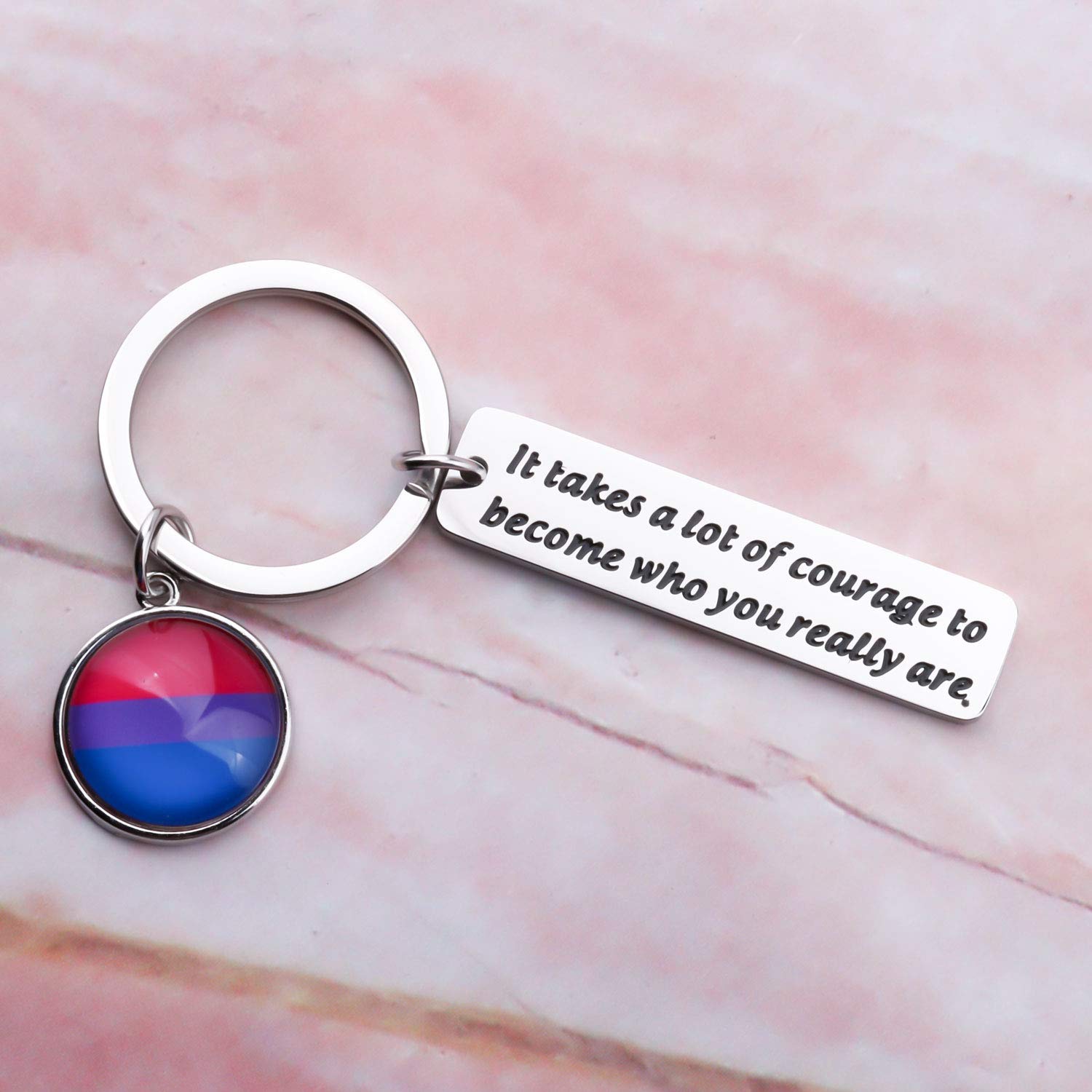 SEIRAA Bisexual Pride Keychain It Takes a Lot of Courage to Keychain Bisexual Pride LGBTQ Gifts (Bisexual Keychain)