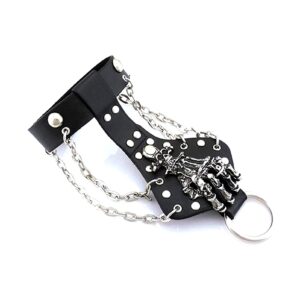 xusamss punk rock alloy skull hand rivet chain cuff bracelet,7"-8"