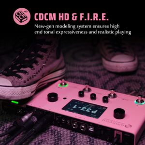 Hotone Ampero MP-100 Guitar Bass Amp Modeling IR Cabinets Simulation Multi Language Multi-Effects with Expression Pedal Stereo OTG USB Audio Interface(Pink Limited Edition)