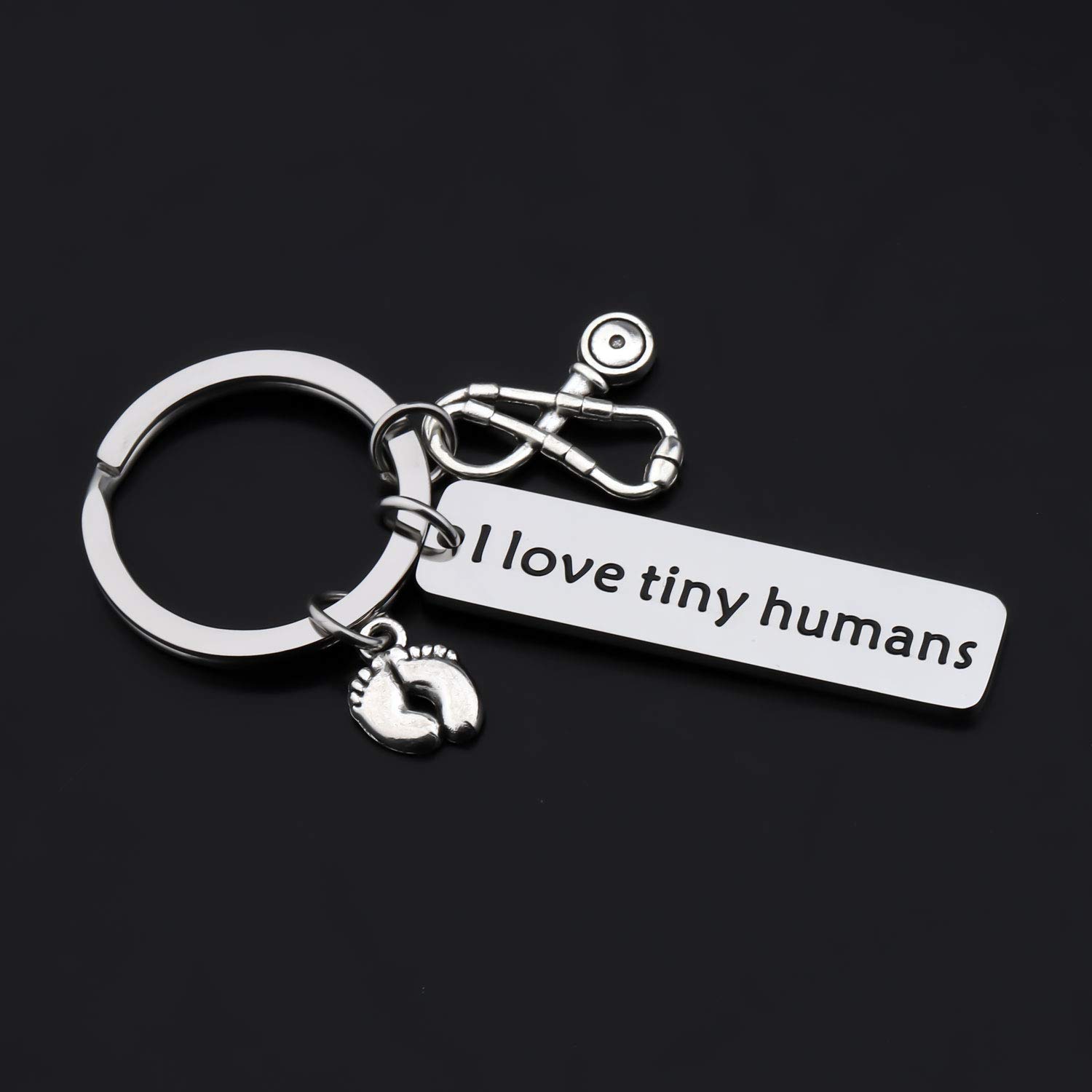 Gzrlyf Nicu Nurse Keychain Gifts I Love Tiny Humans Labor and Delivery Nurse Obgyn Gifts for Doctors Midwife (I Love Tiny Humans)