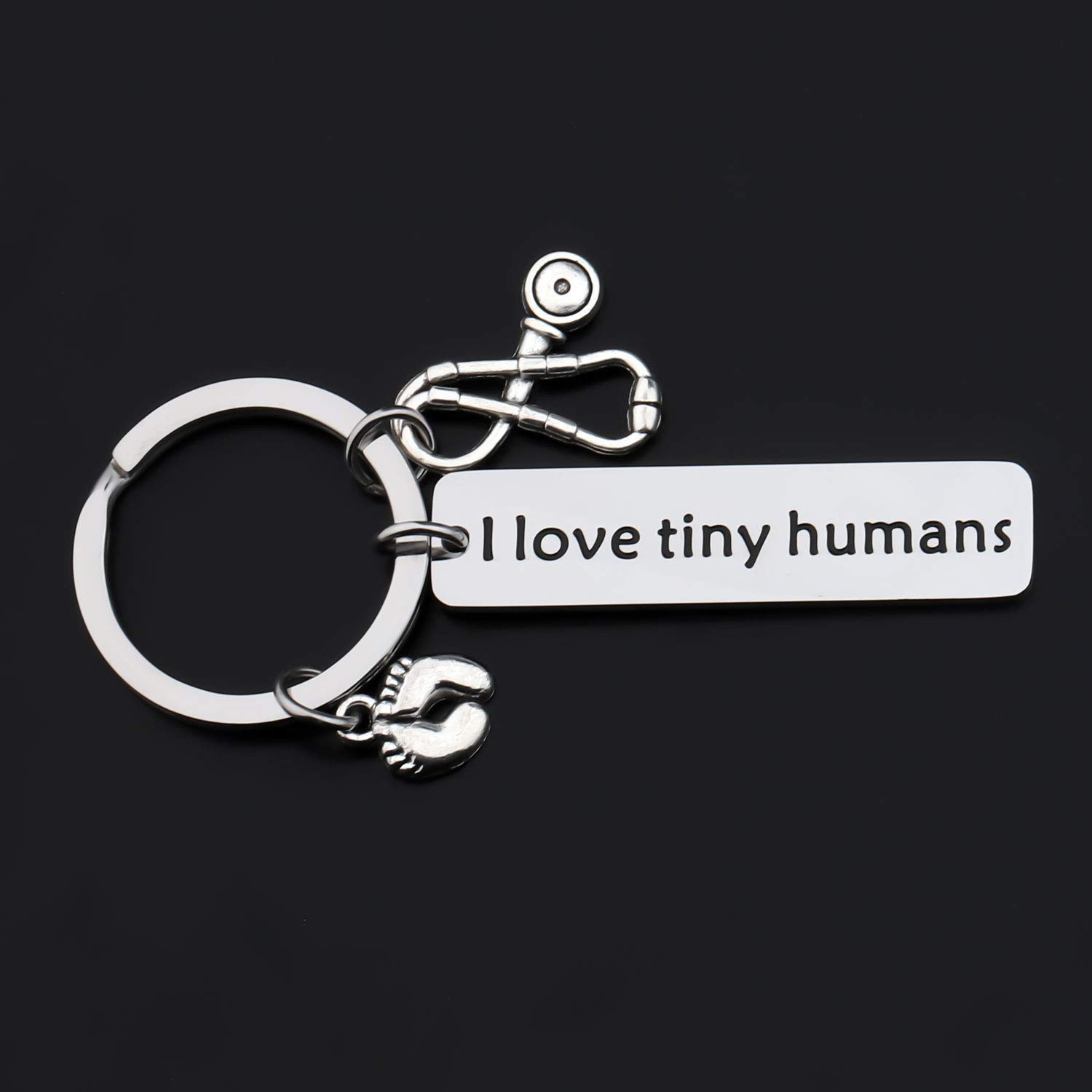 Gzrlyf Nicu Nurse Keychain Gifts I Love Tiny Humans Labor and Delivery Nurse Obgyn Gifts for Doctors Midwife (I Love Tiny Humans)