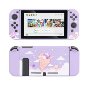 geekshare protective case for switch, soft tpu slim case cover compatible with nintendo switch console and joy-con (ice cream cat)