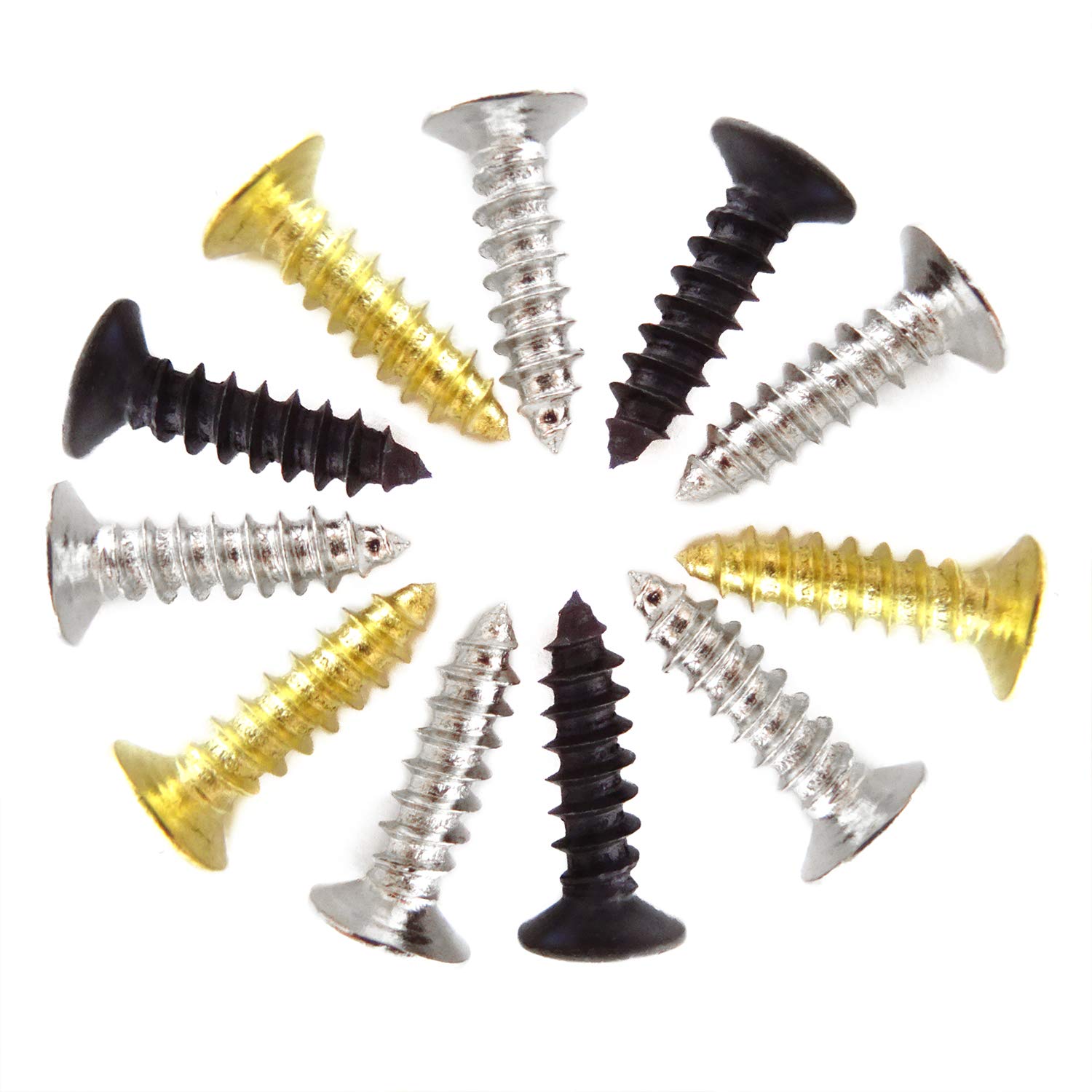 Honbay 150PCS Guitar Bass Pickguard Mounting Screws Electric Guitar Cover Plate Backplates Screws Metal Replacement Screws for ST TL LP SG Guitar Parts (3 Color)