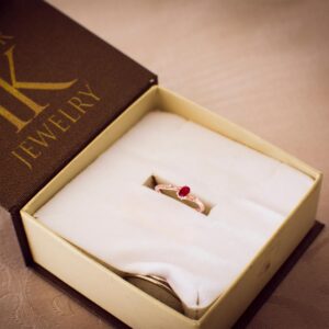 Takar 10k Gold Dainty Diamond and Genuine Oval-Shape Solitaire Ruby Birthstone Ring, Red Gemstone Promise Ring, Stackable Gold Ring For Women, Fine Gold Jewelry Gift Made In USA.