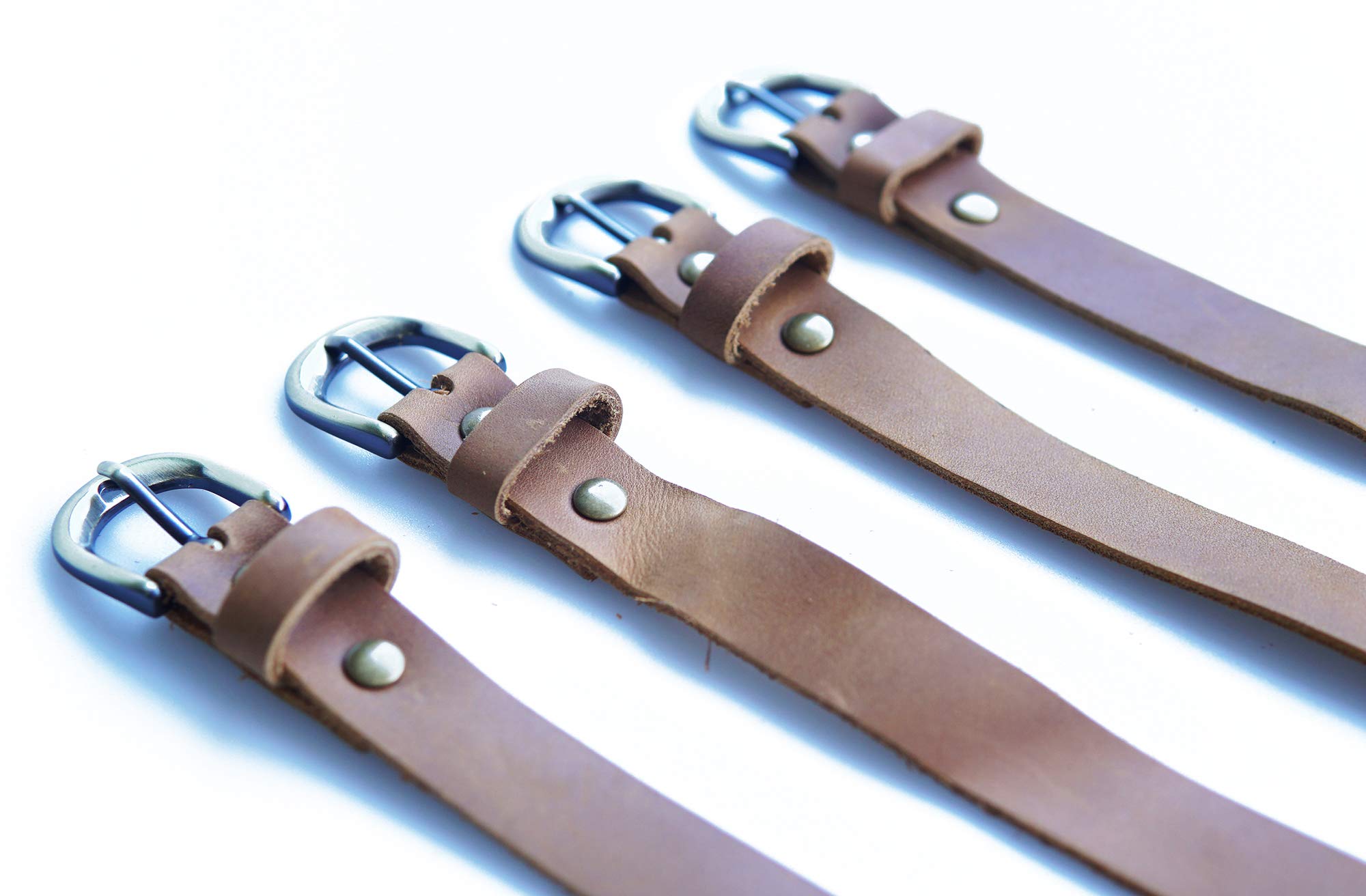 Jeereal Genuine Leather Stirrup Straps (4 Pack) with Metal Buckle Adjustable Length (Bourbon Brown)