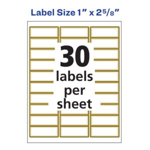 Avery Printable Address Labels, 1" x 2-5/8", Matte White with Metallic Gold Borders, 300 Blank Mailing Labels (06540)