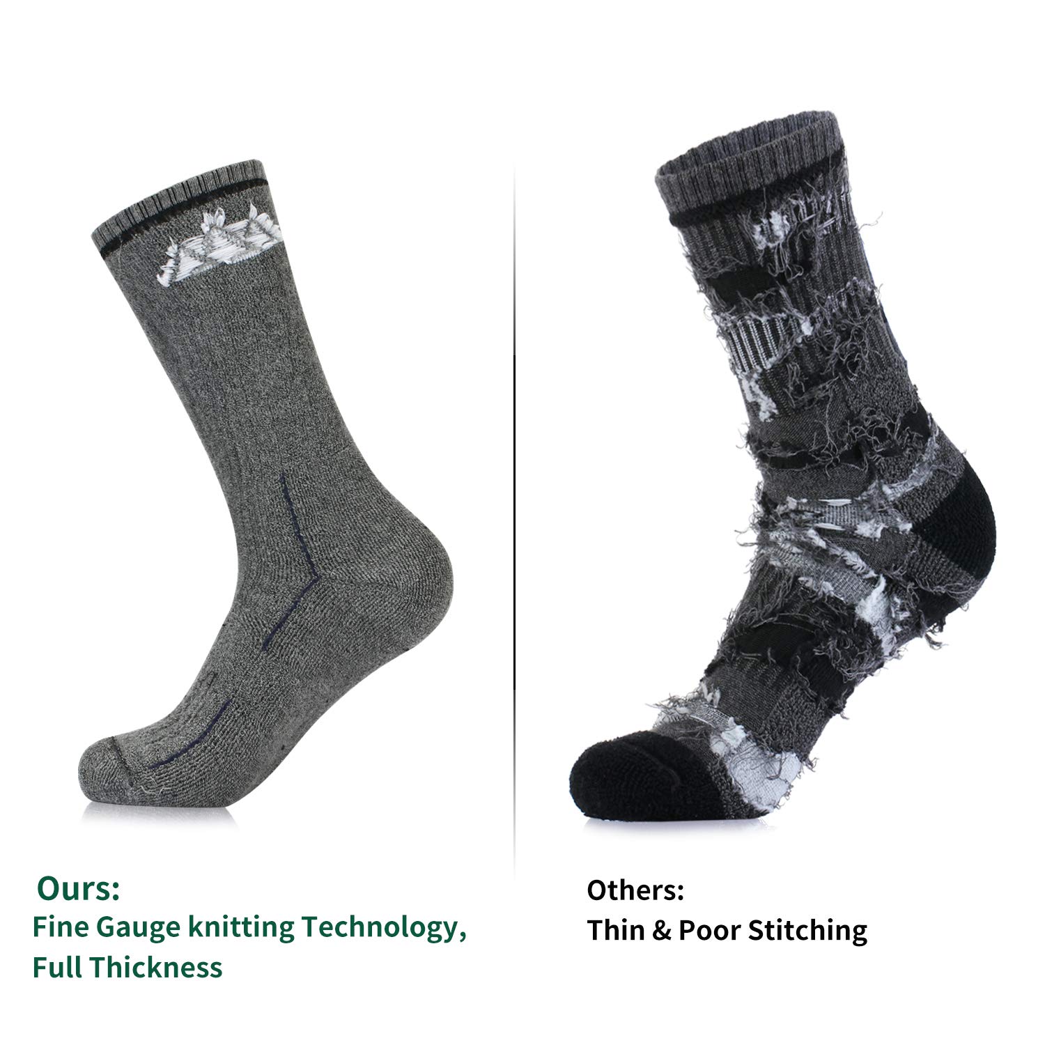 innotree 3 Pack Men's Hiking Socks, Full Cushioned Hiking Thermal Socks Moisture Wicking Micro Crew Socks