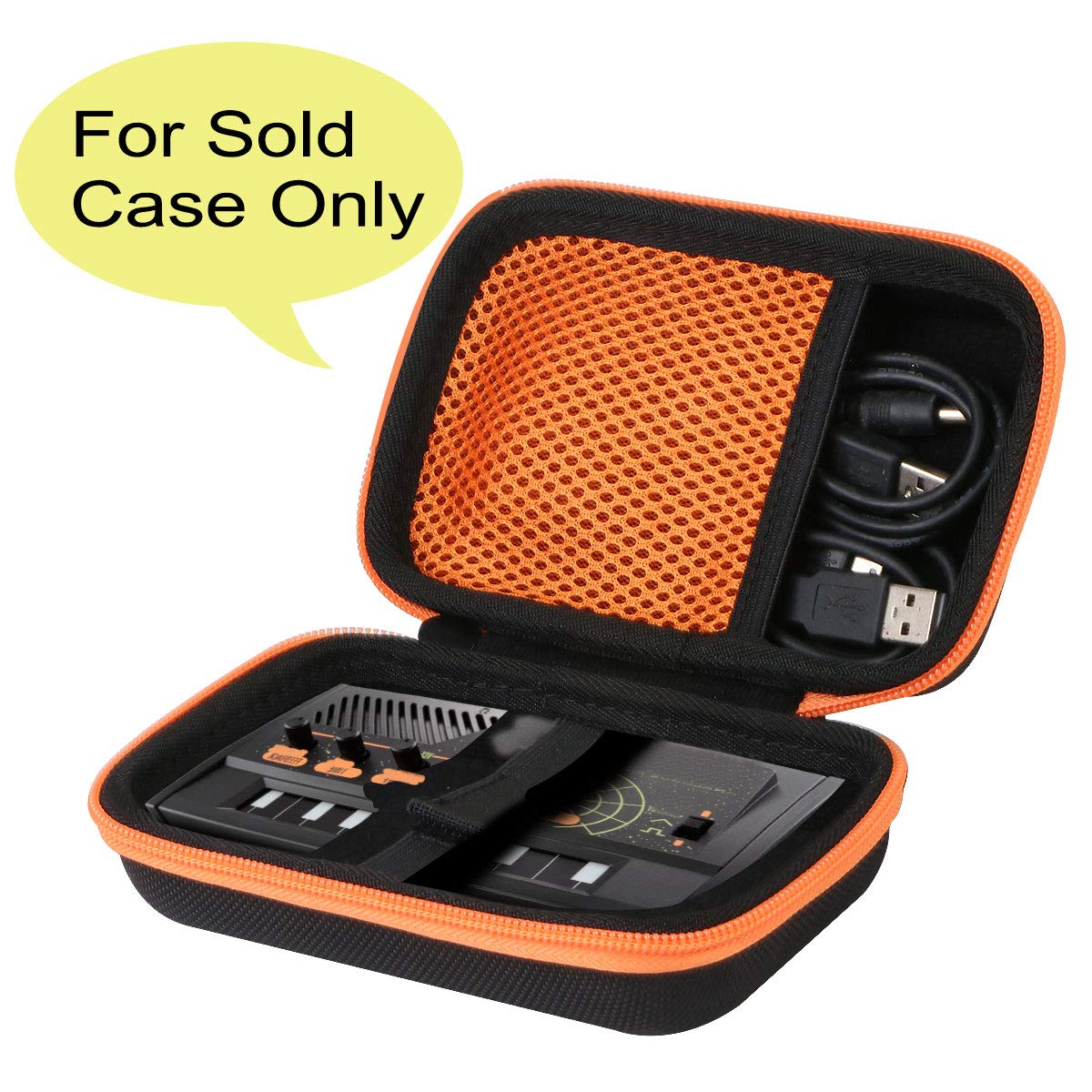 co2CREA Hard Case replacement for Korg Monotron Delay Duo Analog Ribbon Synthesizer (Black Case + Orange Zipper)