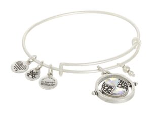 alex and ani harry potter time turner expandable charm bangle bracelet, rafaelian silver finish, adorned with clear crystals, 2 to 3.5 in