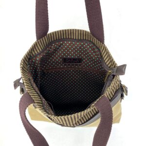 CHALA Canvas Convertible Stripe Work Tote with Chala Key-Fob in Light Olive (Wiener Dog on Scooter)