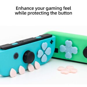 GeekShare 4PCS Heart Button Caps Joystick Cover with Sticker Compatible with Nintendo Switch/OLED- Pink & Blue