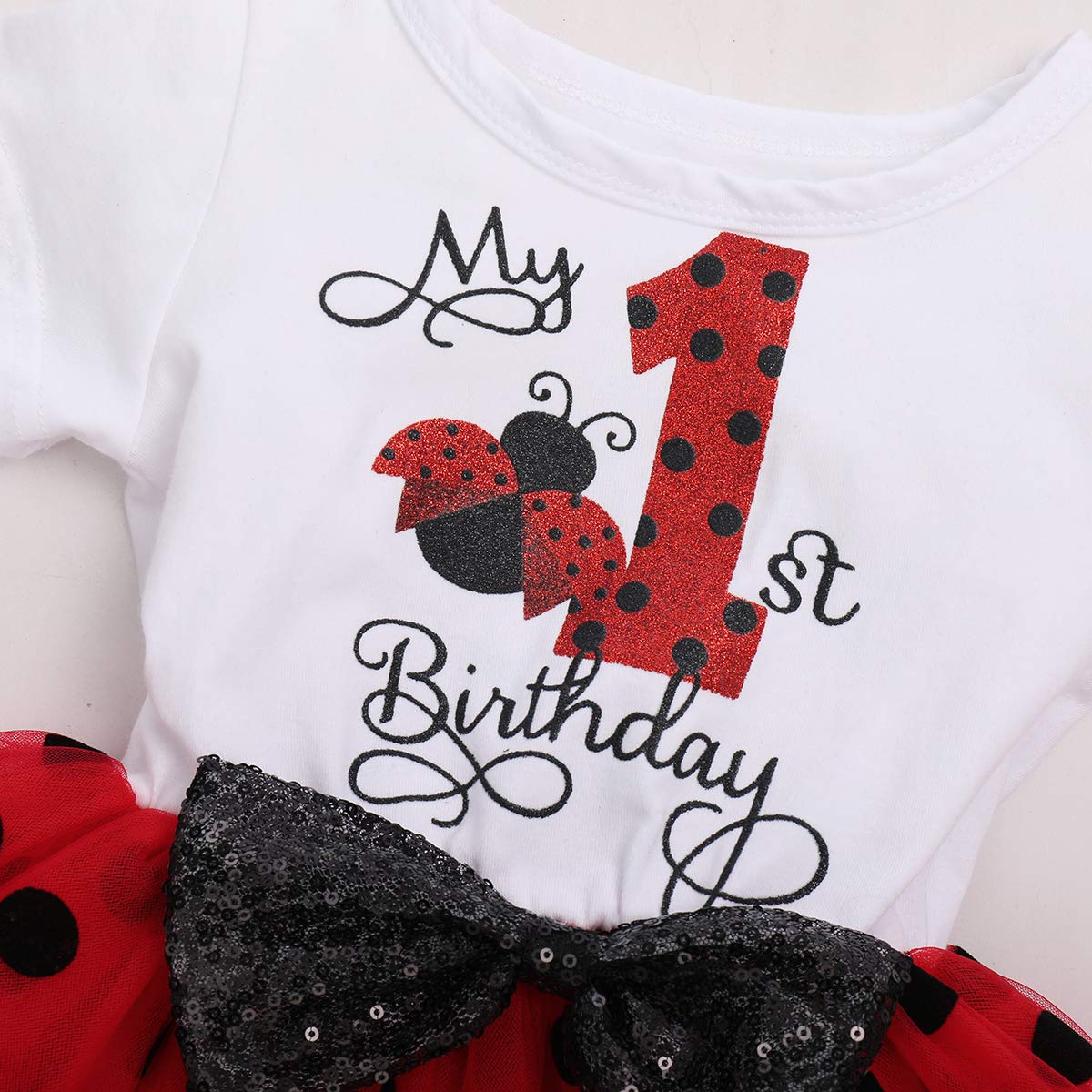 It’s My 1st/2nd Birthday Outfit Toddler Baby Girl ONE Party Tutu Dress for Kids Half/First Onesie Crown Infant Skirt Sets for Photo Props Costume Ladybug-My 1st Birthday 1Y