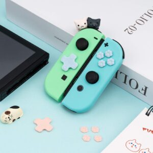 GeekShare 4PCS Cat Paw Button Caps Joystick Cover Compatible with Nintendo Switch/OLED - Pink & Blue