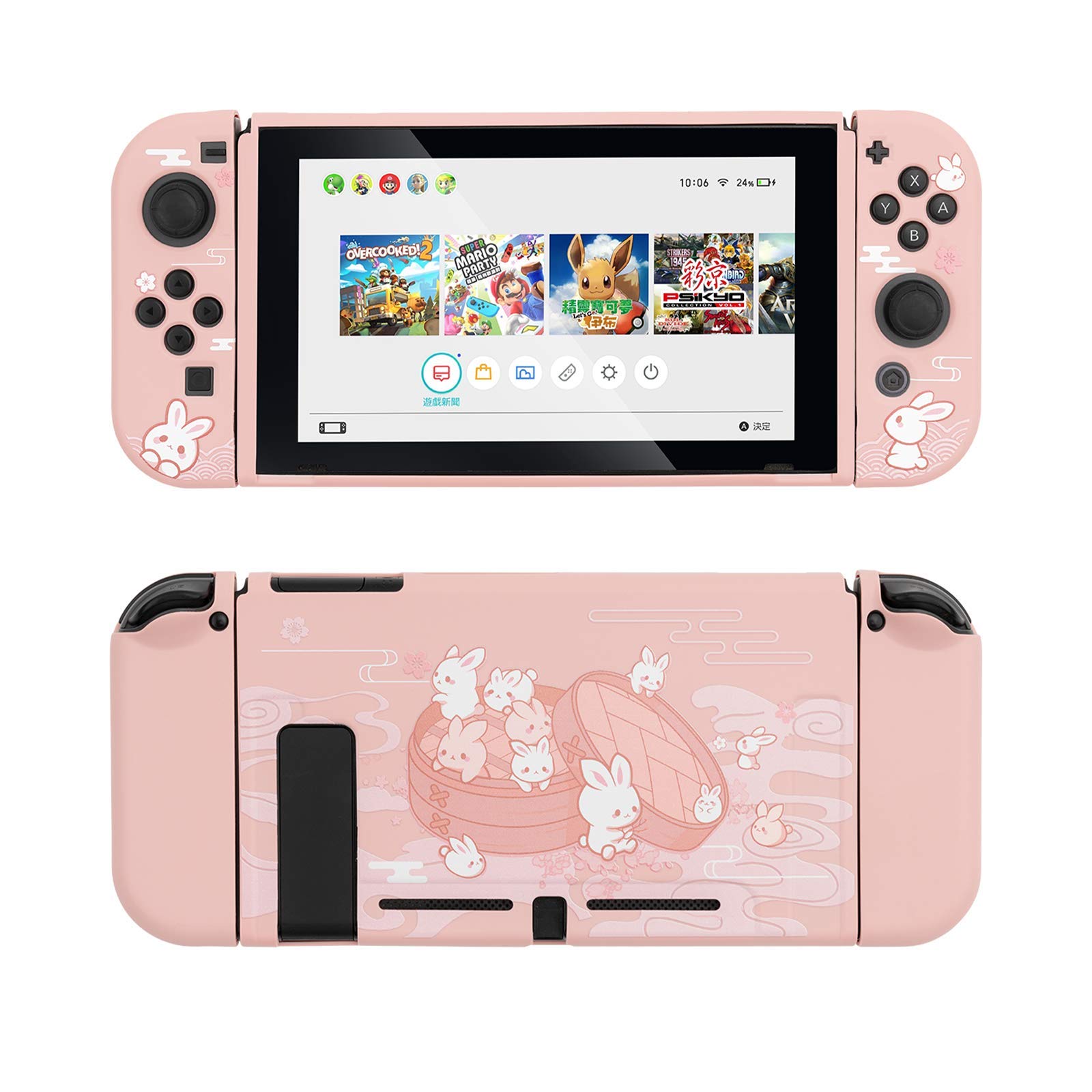 GeekShare Protective Case for Switch, Soft TPU Slim Case Cover Compatible with Nintendo Switch Console and Joy-Con (Steamed Bun Rabbit)