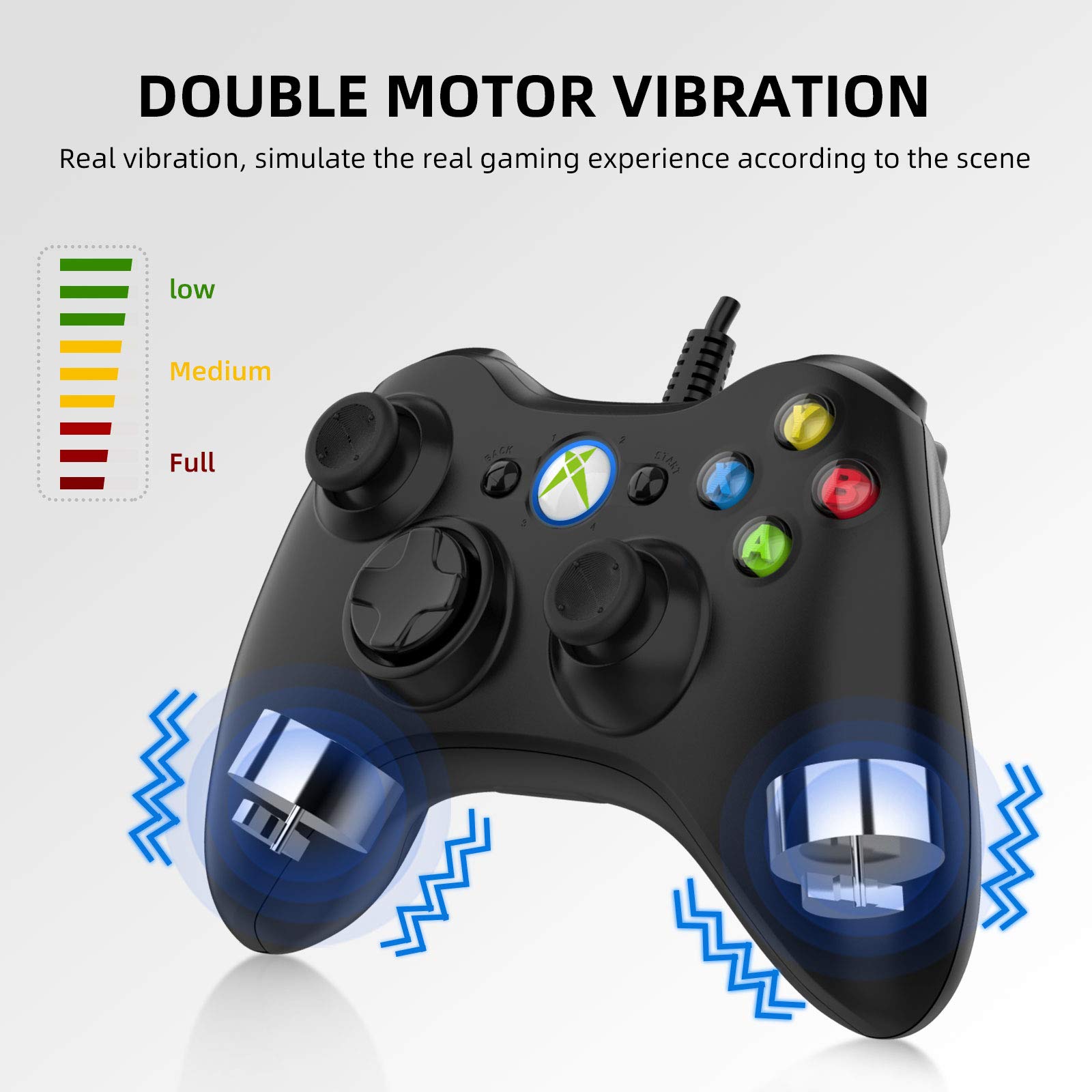 NBCP Game Controller for Xbox 360,Wired Xbox 360 Controller for PC Windows 7/8 /8.1/10/ Microsoft Xbox360/Xbox 360 Slim USB Gamepad, Joypad with Dual Vibration