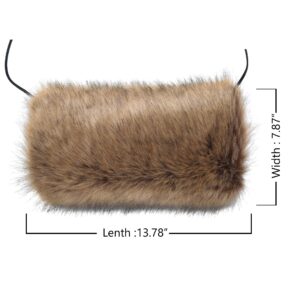 La Carrie Faux Fur Hand Muffs Women Winter Warmer Fuzzy Pouch Furry Plush Muffler Wedding Girl Kids Elegant Luxury Chic(Racoon)