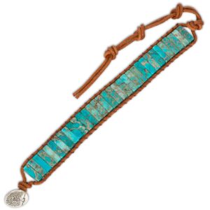 SPUNKYsoul Boho Handmade Wrap Leather Tube Crystal Stone Bracelet for Women (Turquoise)