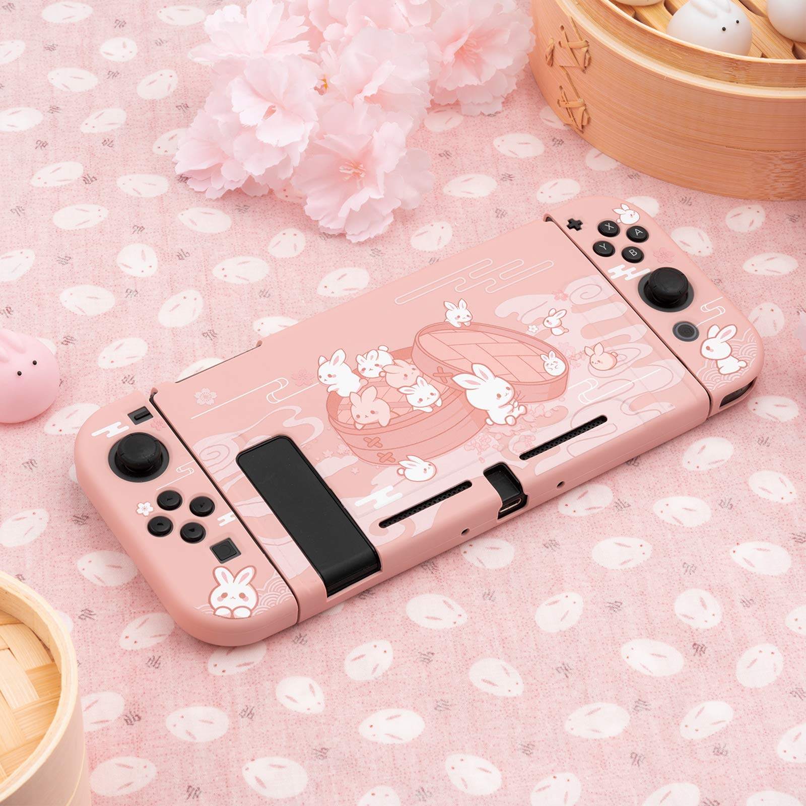 GeekShare Protective Case for Switch, Soft TPU Slim Case Cover Compatible with Nintendo Switch Console and Joy-Con (Steamed Bun Rabbit)