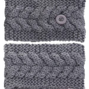 VEEJION 4 Pieces Women Knitted Headbands Winter Warm Twisted Headband with Buttons for Face Mask Cover Cold Weather Head Wrap Hair Bands for Ear Warmer