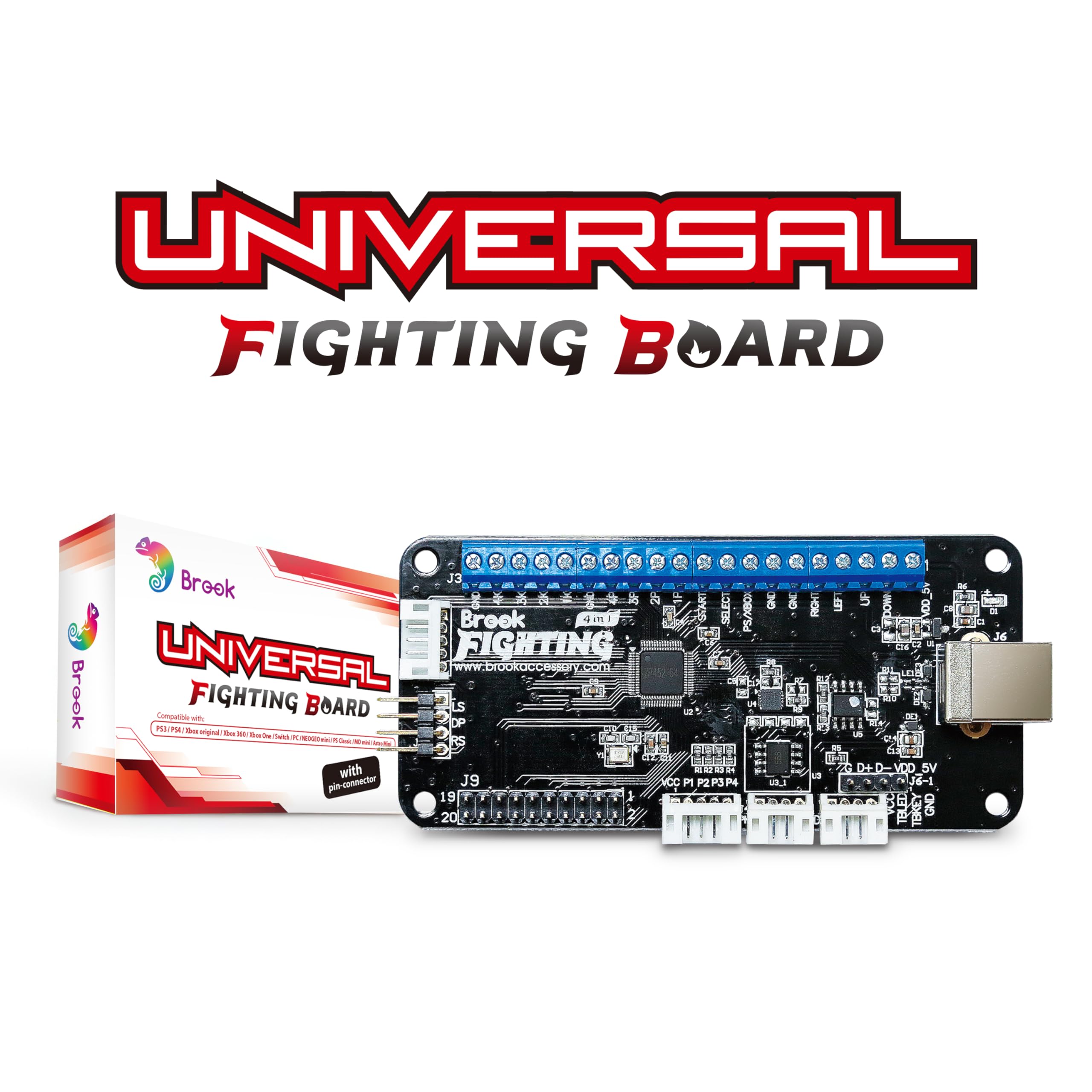 Brook Universal Fighting Board (UFB) - Pre-installed header version, Arcade Stick PCB For XB Series X/S, XB One, 360, PS4, PS3 Consoles and PC, Upgradable with UFB-UP5