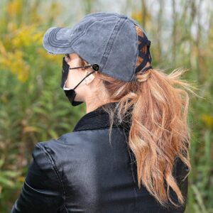 Funky Junque Criss Cross Ponytail Hat w/Buttons - Leopard