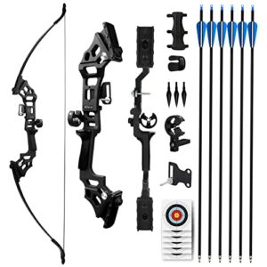 reawow recurve bows for adults archery bow and arrows sets hunting takedown bow 52in adult teens beginner right handed shooting practice 6 carbon arrows …