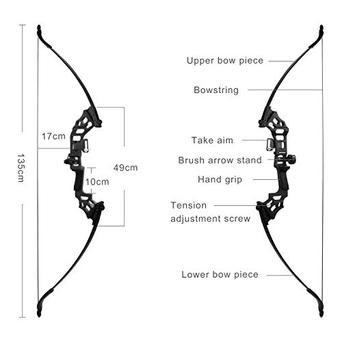 REAWOW Recurve Bows for Adults Archery Bow and Arrows Sets Hunting Takedown Bow 52in Adult Teens Beginner Right Handed Shooting Practice 6 Carbon Arrows …