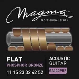 Magma - Light Acoustic Guitar Strings 11-52 Gauge Flat Phosphor Bronze Wound Acoustic String Set (.011" - .052") 1 set - GA130PBF